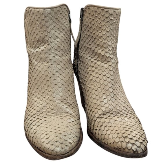 Ann Tuli - Women's Leather "Snakeskin" Zip Up Booties w heels - Size 38 - Picture 6 of 14
